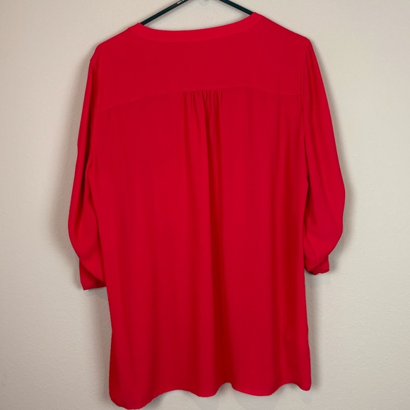 BCBG MaxAzria Gena Red Berry Lightweight Semi-Sheer Pull Over Tunic Top Blouse - Picture 5 of 10